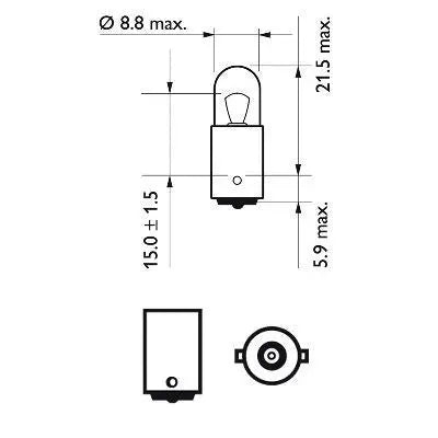 PHILIPS 12929B2 Ampoule, feu clignotant 12V 4W, T4W, Lampe à boule PHILIPS
