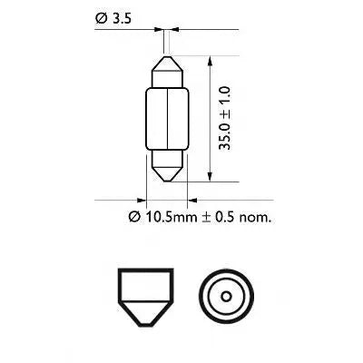 PHILIPS 12844CP Ampoule, feu éclaireur de plaque 12V 5W, C5W, Lampe de feston, SV8.5 10 Pièces PHILIPS