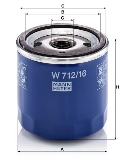 MANN-FILTER W 712/16 Filtre à huile MANN-FILTER