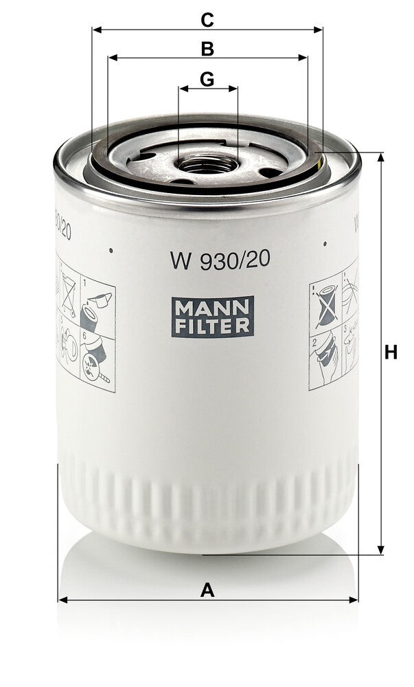 MANN-FILTER W 930/20 Filtre à huile