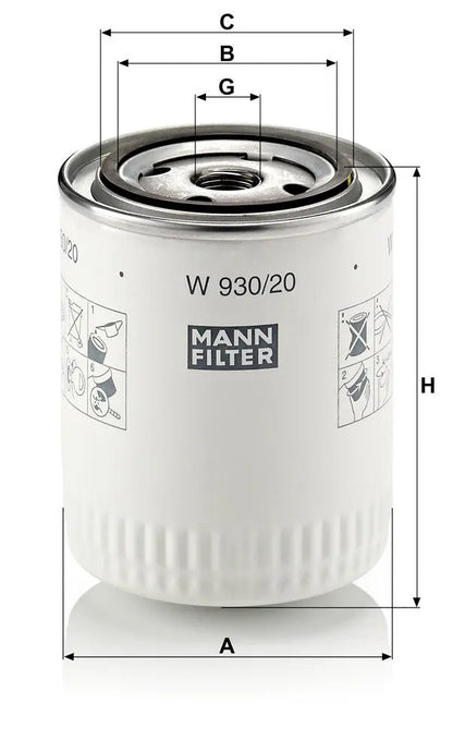 MANN-FILTER W 930/20 Filtre à huile MANN-FILTER